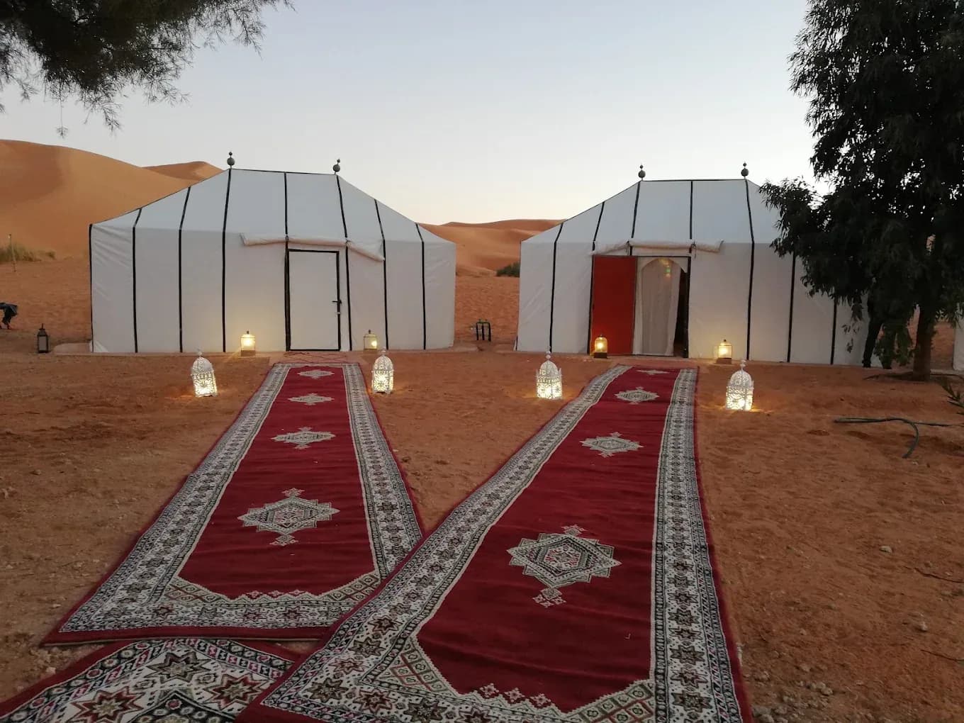 Entrada de un campamento de lujo en el desierto